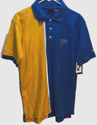 Camisa Polo St. Louis Blues NHL Vintage Años 90 Dos Tonos Azul Dorado Logo M Nueva Etiqueta Foto 1 de 2