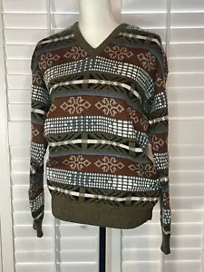 Suéter Mehran Tejido De Colección Abuelo Patrón Geométrico Cuello en V Talla M - Imagen 1 de 7