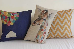Art Vintage Giraffe Set Home Decor Cotton Linen CUSHION COVER PILLOW CASE 18" - Foto 1 di 5