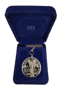 Casino DE Monte Carlo 100 Fr 25 gr. Sterling Silver 925 Pendant and Chain - Picture 1 of 9