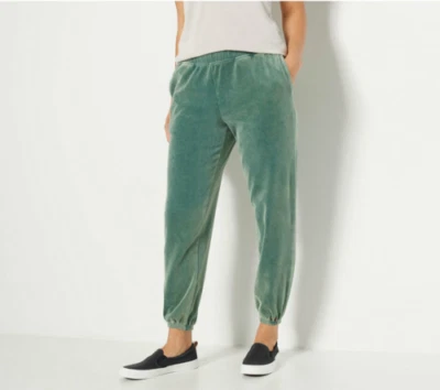 Peace Love World Garment Dyed Velvet Pants-Jade-XS-NEW-A467210 - Image 1 of 2