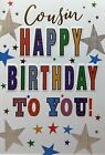 Male Cousin Birthday Greeting Card Bright Happy Birthday Text 7”x5” Free P&p
