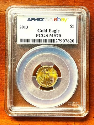 Moneda Eagle de oro de $5 2013 graduación profesional MS70   Foto 1 de 4