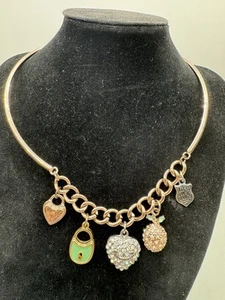 Vintage Juicy Couture Rose Gold Tone Charm Necklace RARE - Picture 1 of 6