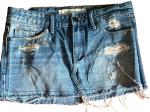 Abercrombrie & Fitch Mini Denim Distressed Skirt SZ 0 Waist 25 Grungecore - Picture 1 of 5