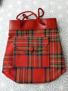 Vintage retrp Tartan draw string pouch bag - Picture 1 of 6