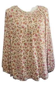 Old Navy Damen Top XXL Orange Rosa Blumenmuster Cottagecore Prärie Bauer - Bild 1 von 8