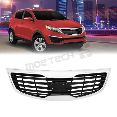 Fit For 2011-2012 Kia Sportage Front Bumper Upper Grille Black Chrome KI1200147 Foto 1 de 4