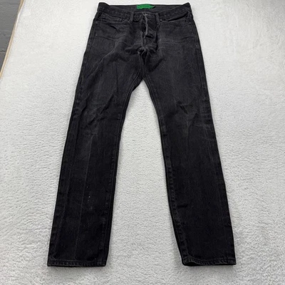 Pantalones de mezclilla Club Monaco para hombre negros con botones hechos en EE. UU. talla 31x32 Foto 1 de 4