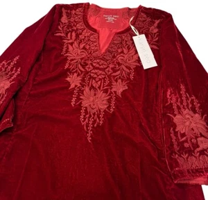 Karyn Seo Small Blouse Top Embroidered Red Velvet Small NWT $158 Stunning! - Picture 1 of 14
