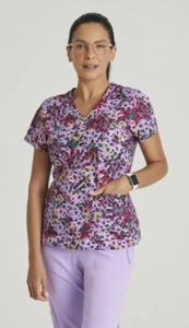 Grey's Anatomy #154 V-Neck Detailed Scrub Top in "Tropical Morning" Size XS - Picture 1 of 3