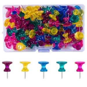 Gaint Push Pins 100Pcs Large Multicolor Clear Push Pin Standard Thumb TacksHISTO - Picture 1 of 7