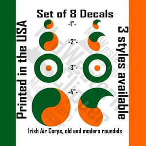 8 Irish Air Corps roundels decals stickers 2 x1"+2"+3"+4" Ireland Air Force Eire - Picture 1 of 10