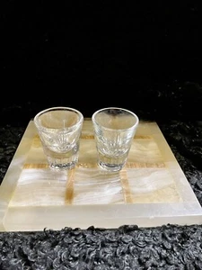 Set Of 2: Vintage Heavy Bottom Clear Shot Glasses - Picture 1 of 3