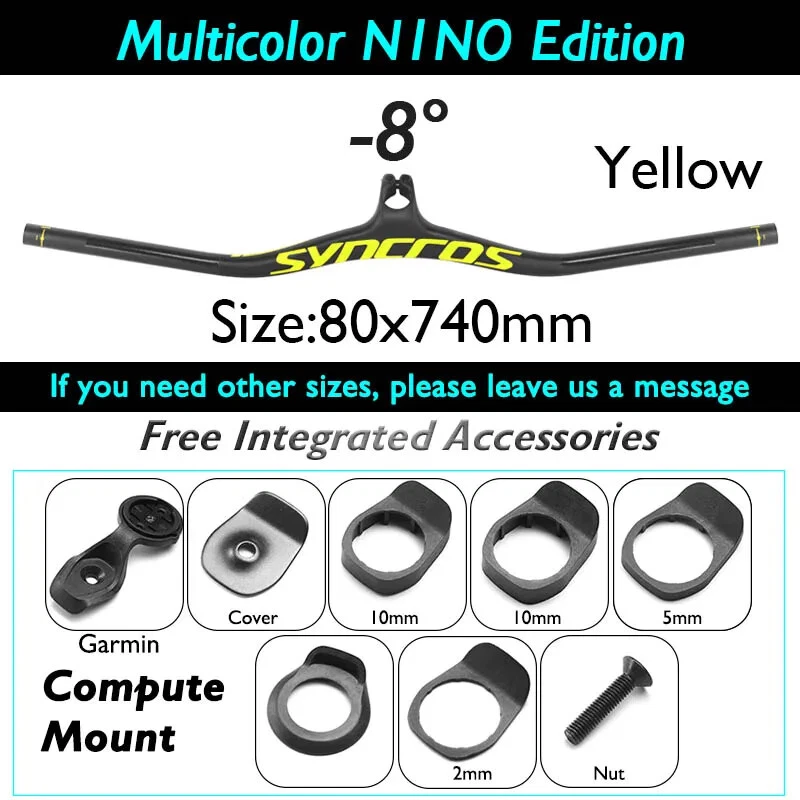  Manillar integrado de fibra de carbono para bicicleta MTB con ángulo de vástago -8/-17/-25 grados Foto 1 de 4