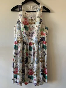 Tokito Womens Skater dress White Floral Flowers racer back sz 12 vgc - Picture 1 of 7