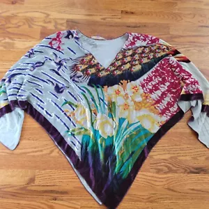 Hale Bob Beaded Velvet Peacock Birds Floral Shawl/Poncho/Cape One Sz Silk Rayon - Picture 1 of 12