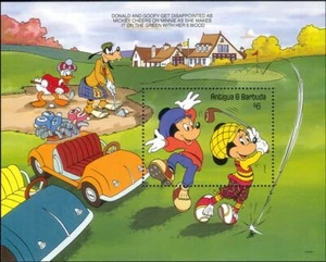 Antigua 1991 Disney/Mickey Mouse/Golf/Sports/Cartoons/Animation 1v m/s (ad1045) - Picture 1 of 1