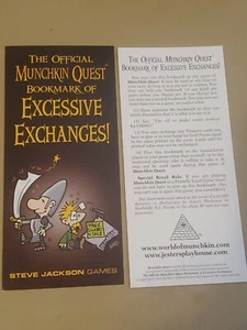 Official Munchkin Bookmark of Excessive Exchanges Quest Steve Jackson SJG - Picture 1 of 1
