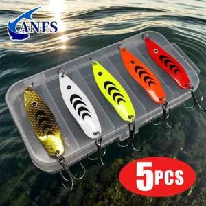 5 -ANFS Walleye Northern Bass Fishing Spoons Compare To Mepps Syclops With Box - Picture 1 of 10
