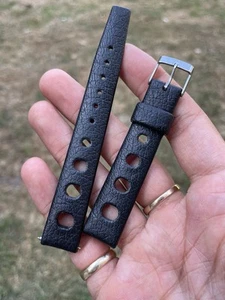 Cinturino orologio originale vintage Tropic Sport NOS gomma nera pelle diver anni 60 - Foto 1 di 7