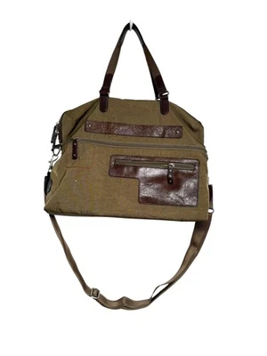 Bolso de Lona de Viaje Highway Marrón Oliva Fin de Semana Bolsillos con Correa para el Hombro Foto 1 de 4