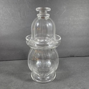 Art Reed Signed 2001 Glass Tumble-Up Bedside Carafe & Cup Clear 9" - Picture 1 of 15