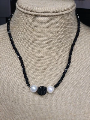 Collar de espinela negra rodio sobre plata de ley 50,00 ctw Foto 1 de 2