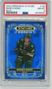 MARCO ROSSI 2022-23 Upper Deck Stature BLUE Rc #6/35 PSA 8 POP 1 - Picture 1 of 3