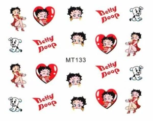 Betty Boop Nail Sticker Decal Set Classic Red Hearts Classy Hat Dog 20 - Picture 1 of 1