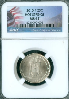 2010 P HOT SPRINGS FLAG QUARTER NGC MS67  BUSINESS STRIKE  . - Image 1 of 2