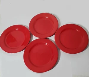 Set of 4 ~ Pier 1 Imports Dolomite Red Earthenware Dinner Plates 10.5"  - Picture 1 of 9