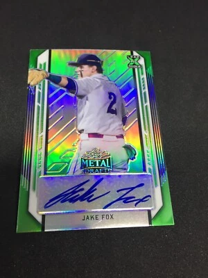 Jake Fox 2021 Leaf Metal Draft Green Para Auto 7/10 Cleveland Guardians - Image 1 of 2
