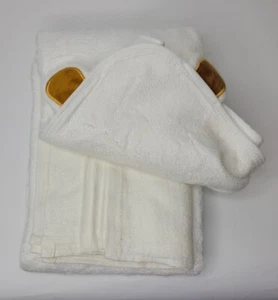 Baby Hooded White Bear Towel With 6 Washcloths for Infant Baby - Picture 1 of 7
