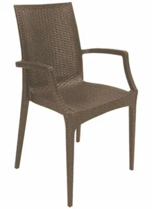 Rattan Bistrot Indoor Outdoor Patio Dining Chairs Stackable - pair, Mfg in Italy - Picture 1 of 3