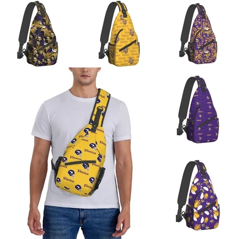 Minnesota Vikings Men's Casual Cross Chest Bag Diagonally Portable Travel Bag Cover