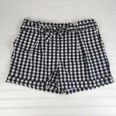 A New Day Pantalones Cortos de Guinga para Mujer XXL NUEVO Negro y Blanco Bolsa de Papel Cintura Foto 1 de 4