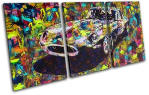 Vintage Retro Lack Jaguar E Typ Autos DREI LEINWANDKUNST Bilddruck - Bild 1 von 1
