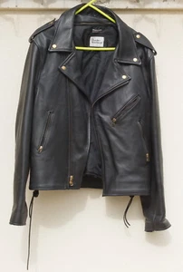 THE LEATHER WAREHOUSE Chaqueta Rockers Para Hombre con Cremallera Cuero Negro Talla XL 46US - Imagen 1 de 6