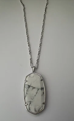 Kendra Scott Faceted Reid Pendant Necklace Silver Tone Howlite NEW NWT - Image 1 of 4
