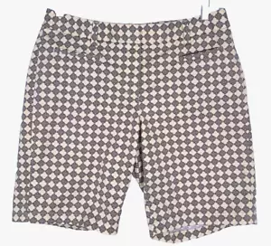 LAND'S END Fit 2 Brown Gold Geometric Chino Shorts Woman 8 Cotton Spandex - Picture 1 of 10