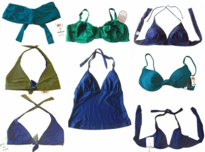 Traje de baño bikini Sunsets azul marino, índigo, cazador, salvia y verde azulado separado XS-XL NUEVO CON ETIQUETAS Foto 1 de 3