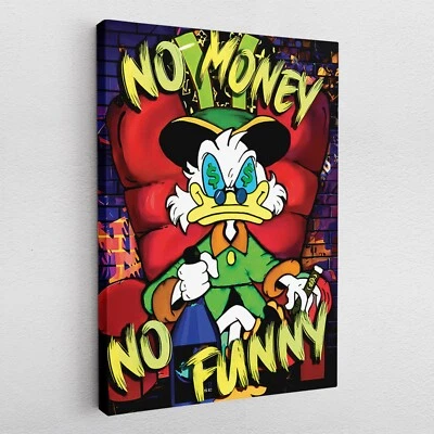 Leinwandbild Acryl Poster Pop Art Dagobert Duck Dollar Money Motivation - Bild 1 von 4