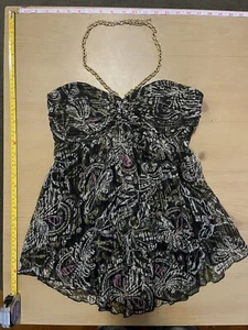 NWOT express strapless halter top chain metalic print size 2 Small - Picture 1 of 8