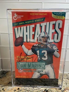 Autographed Dan Marino Record Breaker Wheaties Box in Case w/COA - Picture 1 of 2
