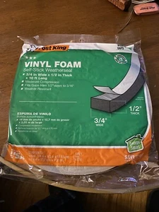 11 Packages Frost King Vinyl Foam Weatherseal 3/4” X 1/2” X 10’ - Picture 1 of 3
