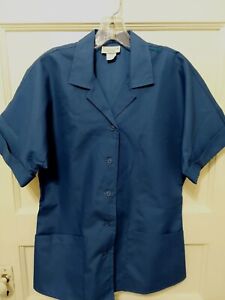 Nwots Peaches Uniforms Ladies Size Medium Navy Blue Button Front Uniform Top USA