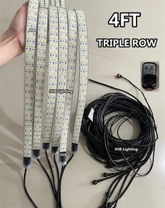 JHB 6PCS 4FT TRIPLE ROW Pure WHITE Strobes LED Underglow Wheel Strips Lights Kit - Picture 1 of 3