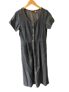 Vintage Denim Maxi Dress Short Sleeve 10 Modest Teacher Grandma Cottage Core - Picture 1 of 15