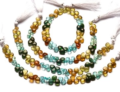 Piedra preciosa de apatita multicolor natural tamaño 7 mm cuentas lisas en forma de corazón hilo de 8" Foto 1 de 4